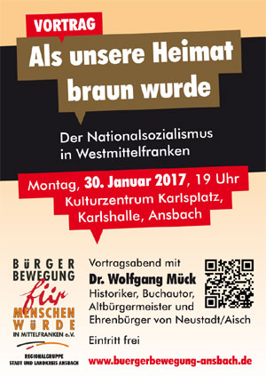 Flyer zum Vortrag von Dr. Wolfang Mück am 30. Januar 2017 in Ansbach